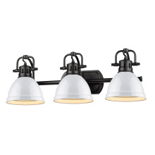 Golden 3602-BA3 BLK-WH - Yep by Golden Lighting Duncan 3-light Vanity in Matte Black and White shade